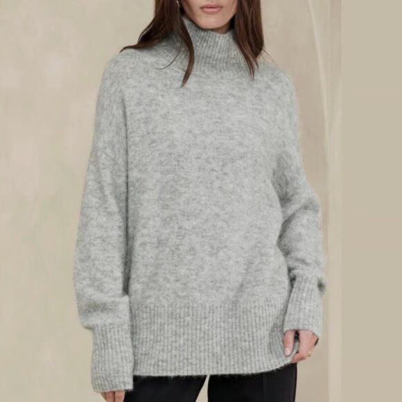 NWT Relaxed Fit Oversized Knit Turtleneck Sweater Jumper Capsule Wardrobe - Picture 8 of 8
